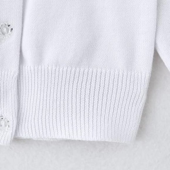 Girls' Cardigans Sweater Cotton School Uniforms Button Solid Long Sleeve - Picture 3 of 4